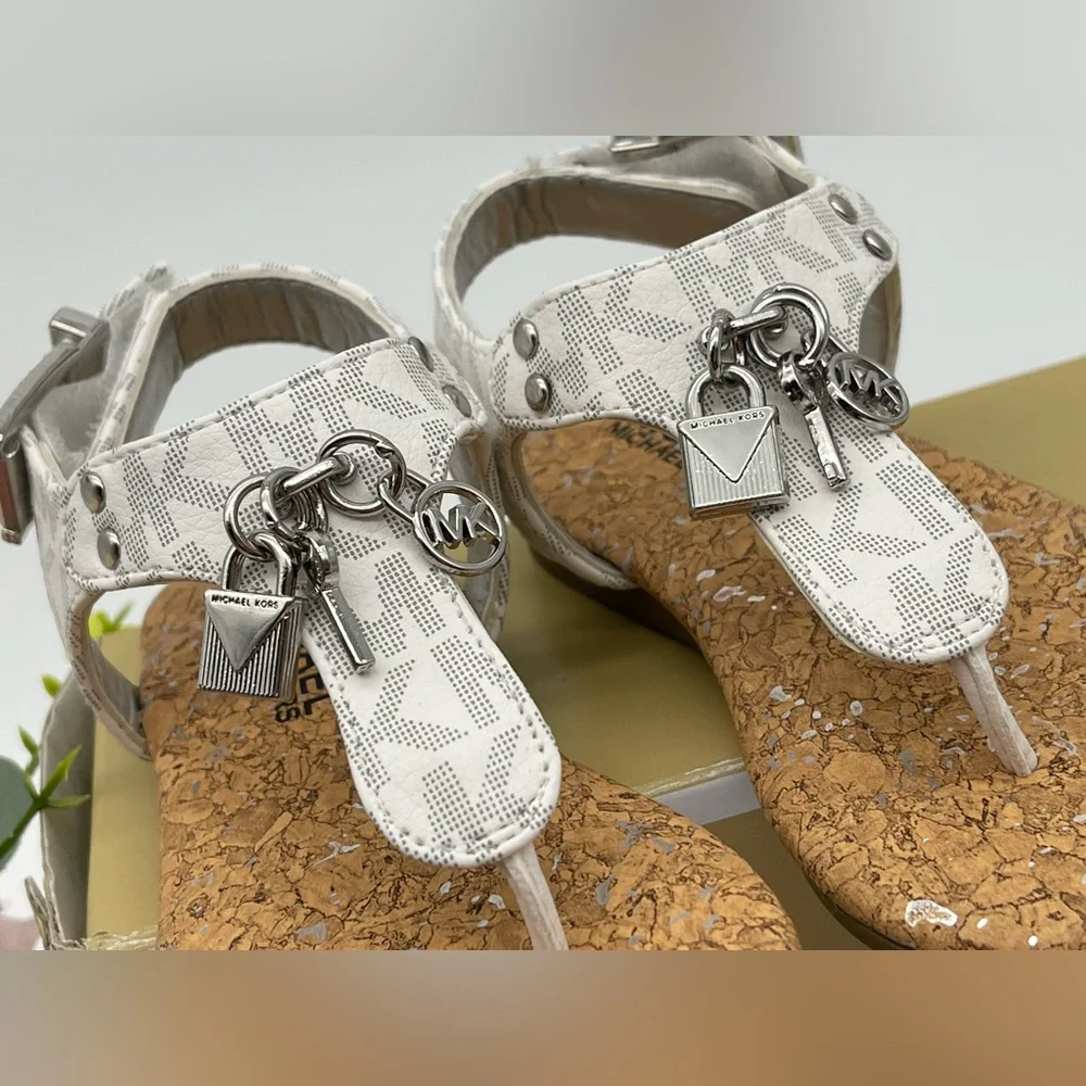 Michael Kors Girl’s Monogram Thong Charm Sandals